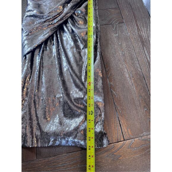 NWT Tadashi Shoji Bronze Sequin One Shoulder Cocktail Dress Size 6 - Picture 10 of 12